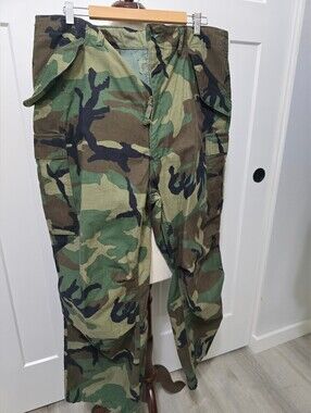 Vintage 80s USGI M-65 Combat Cargo Pants Woodland Camo Large-Reg